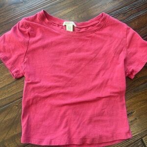 Bozzolo Bright Pink Short Sleeve Crop Top